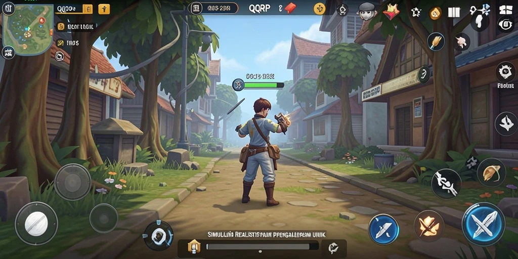 Screenshot gameplay QQRP yang menampilkan simulasi kehidupan yang realistis.